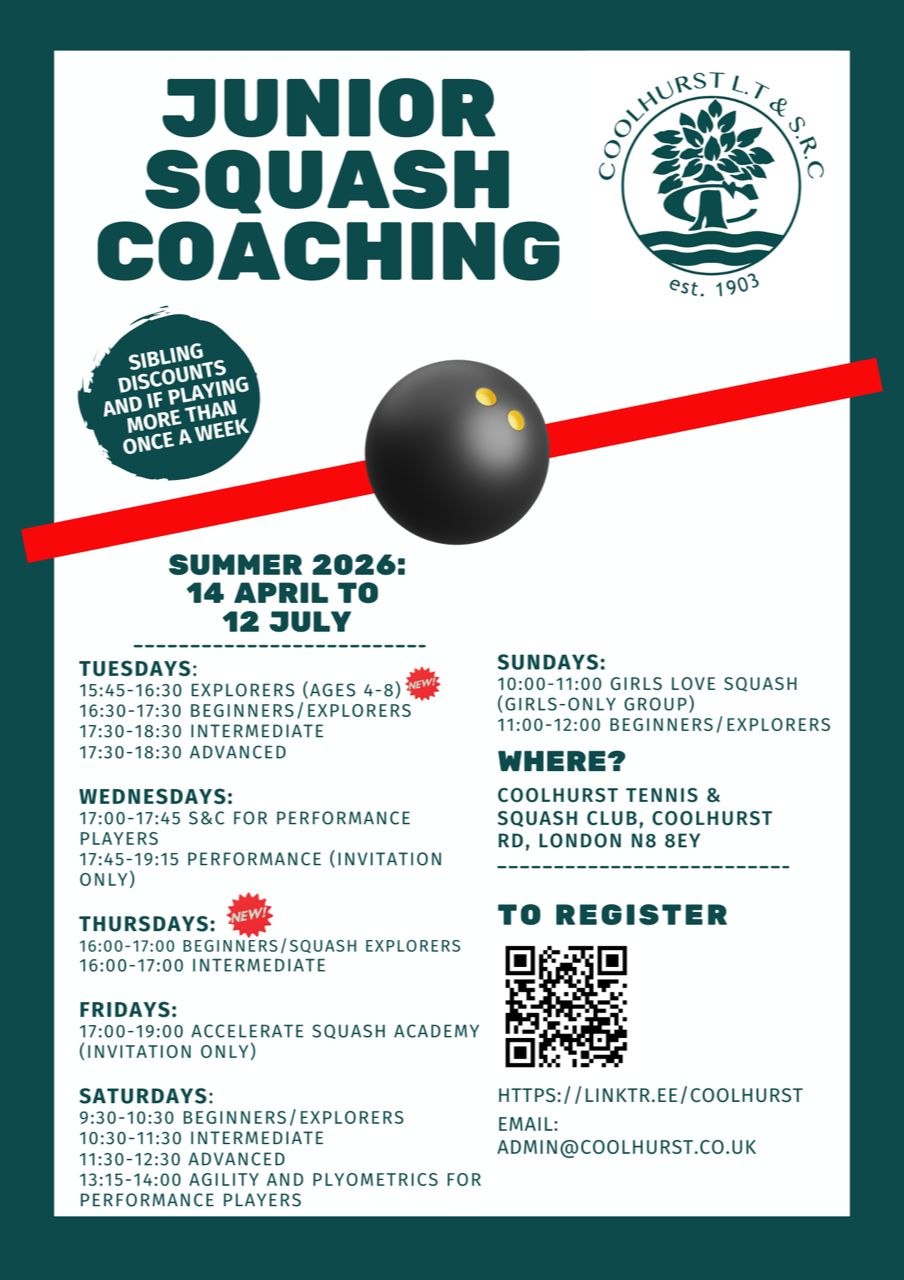 Junior Squash Lessons: Summer Term 2026