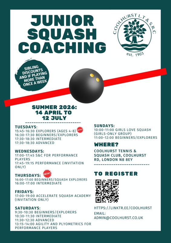 Junior Squash Lessons: Summer Term 2026