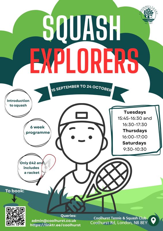 Junior Squash Explorers: 15th September - 24th October