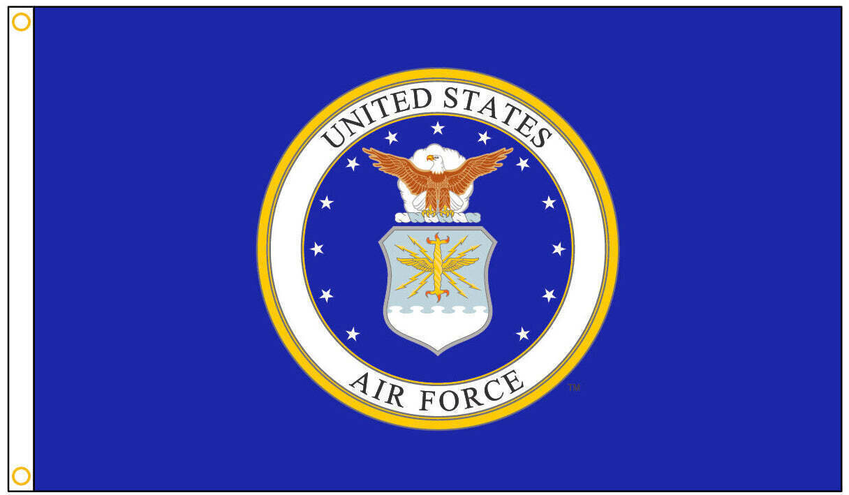 U.S. Airforce Military Flag 3x5 ft. Nylon SolarGuard Nyl-Glo 100% Made in USA to Official Specifications. Officially Licensed Manufacturer.