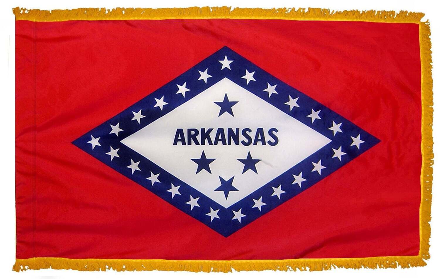 Arkansas State Flag 4x6 ft. Nylon with Pole Sleeve and Gold Fringe for Parades, and Indoor Display