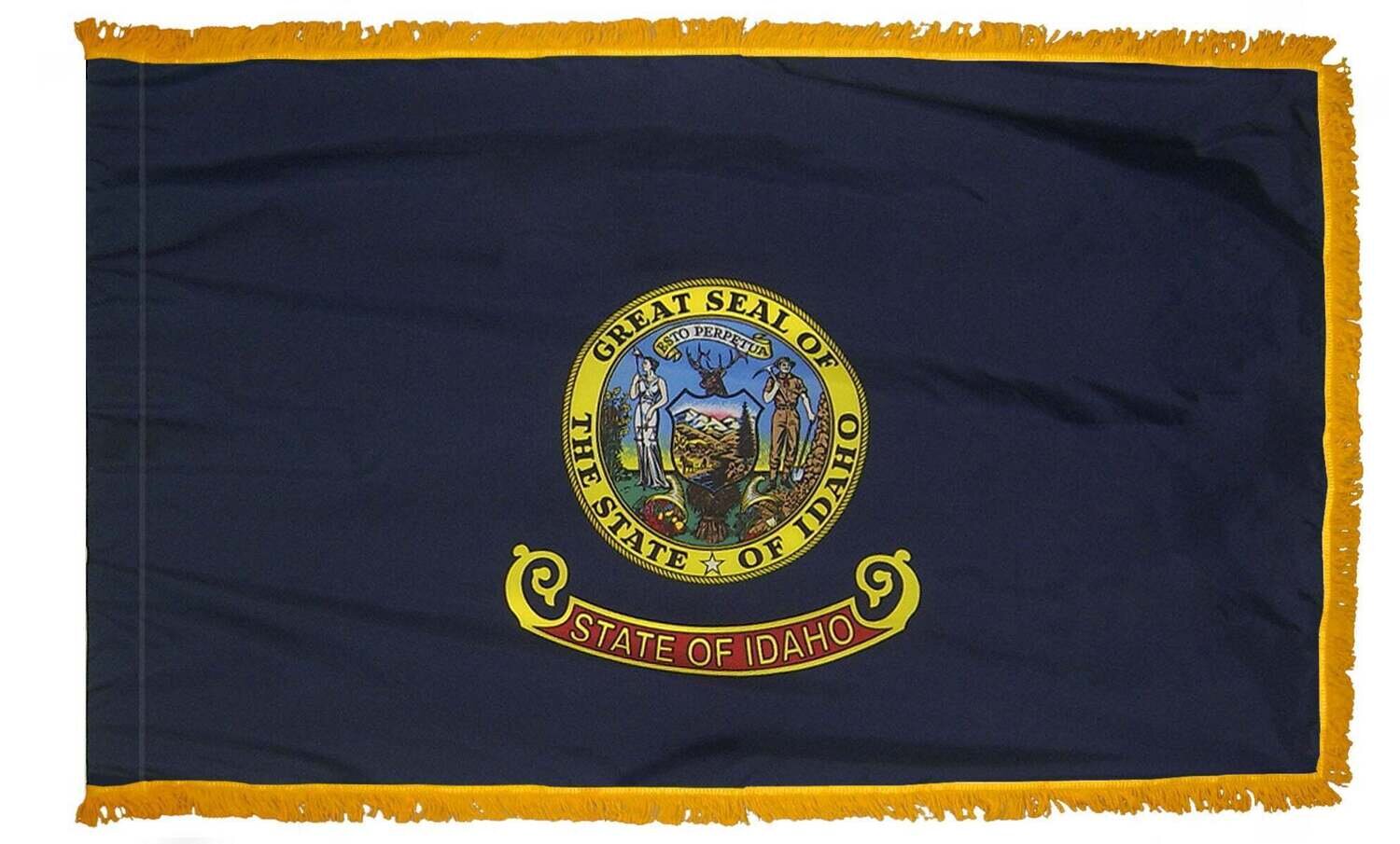 Idaho State Flag 4x6 ft. Nylon with Pole Sleeve and Gold Fringe for Parades, and Indoor Display