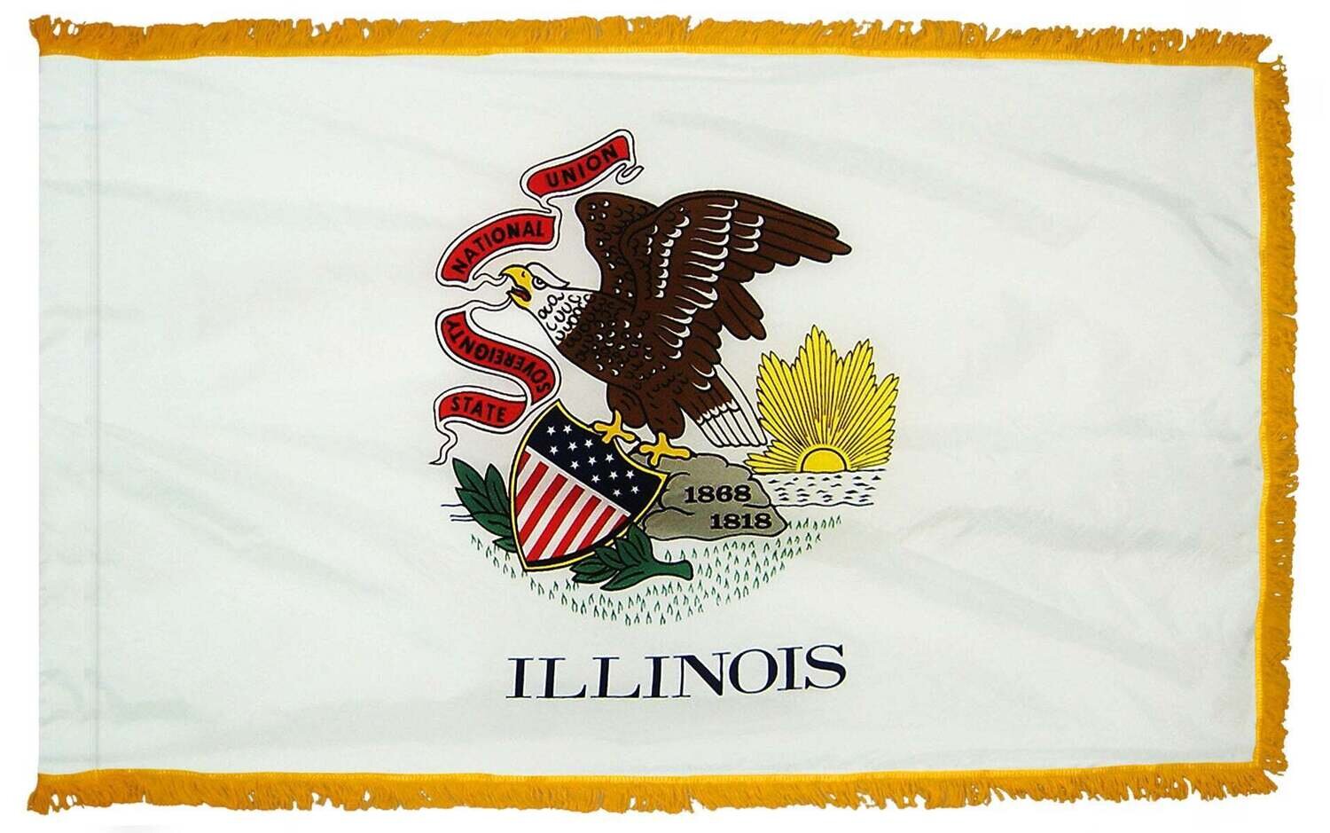 Illinois State Flag 3x5 ft. Nylon with Pole Sleeve and Gold Fringe for Parades, and Indoor Display