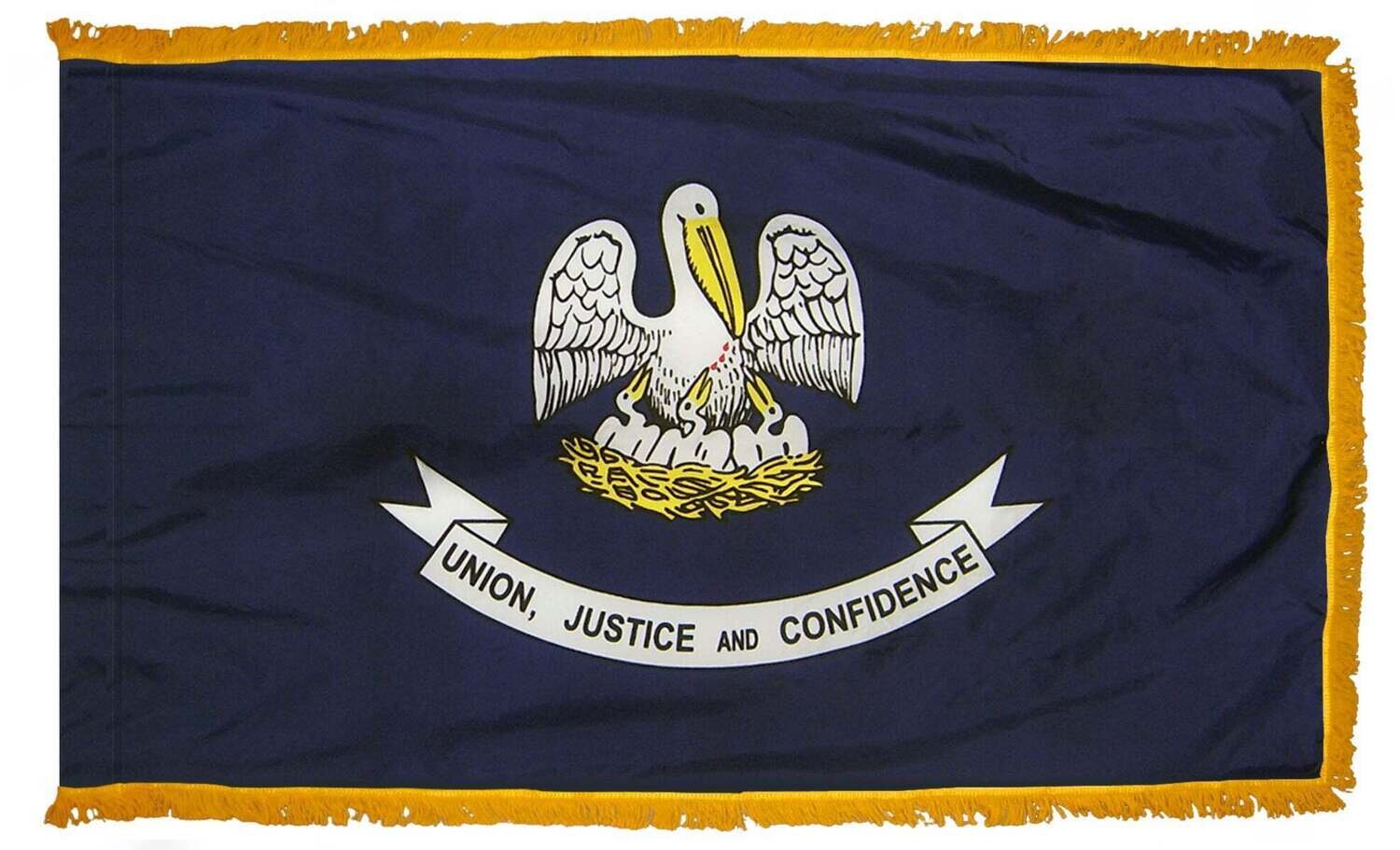 Louisiana State Flag 3x5 ft. Nylon with Pole Sleeve and Gold Fringe for Parades, and Indoor Display