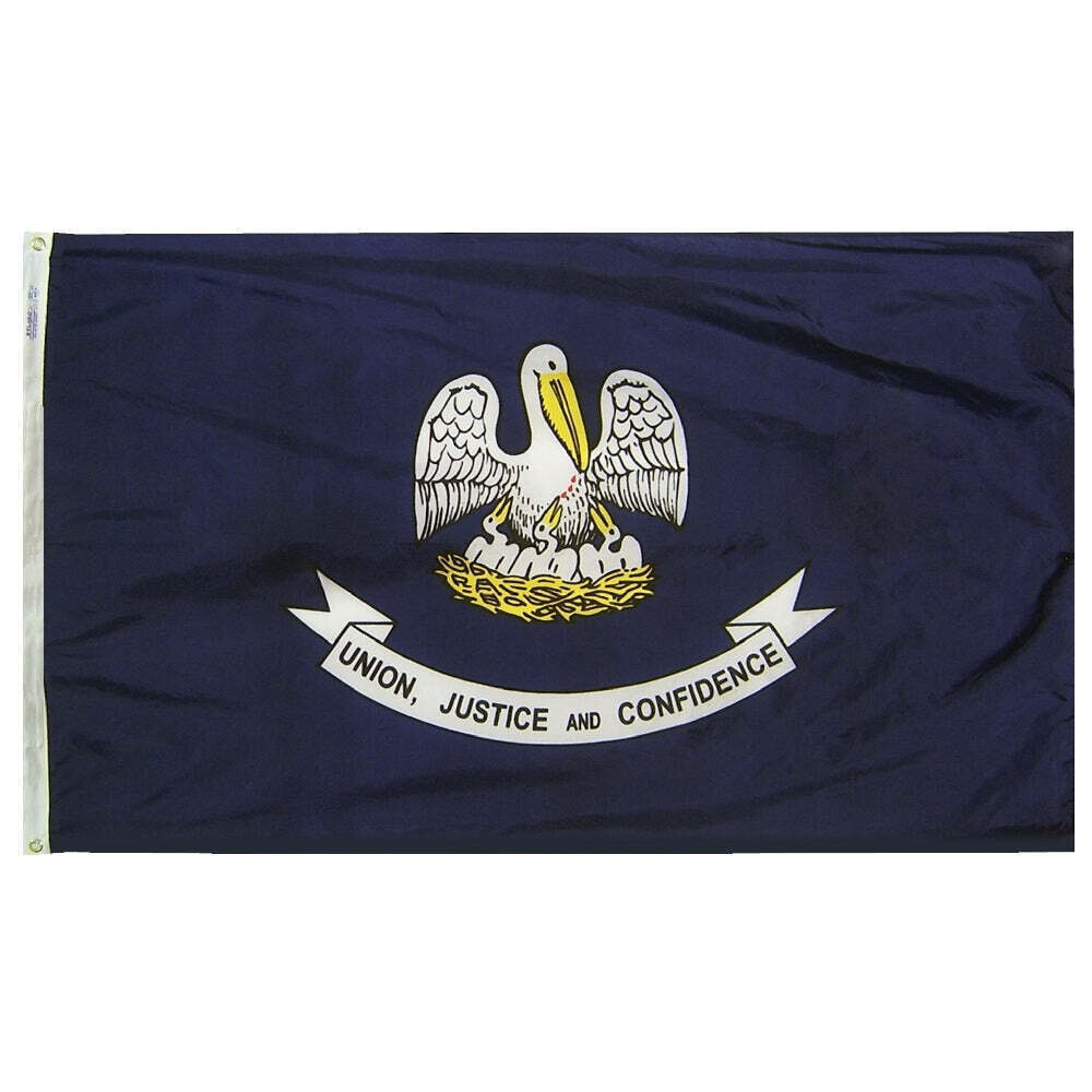 Louisiana State Flag 4x6 ft. Nylon SolarGuard Nyl-Glo 100% Made in USA to Official State Design Specifications.