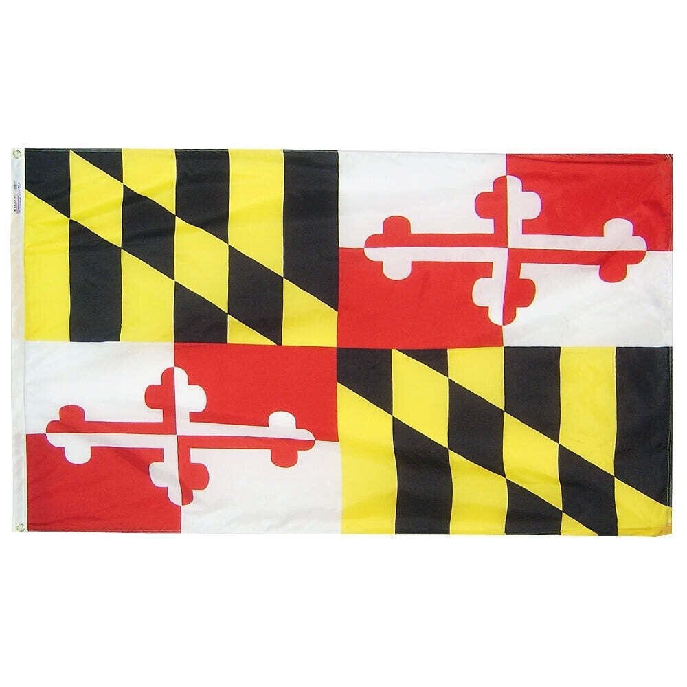 Maryland State Flag 4x6 ft. Nylon SolarGuard Nyl-Glo 100% Made in USA to Official State Design Specifications.