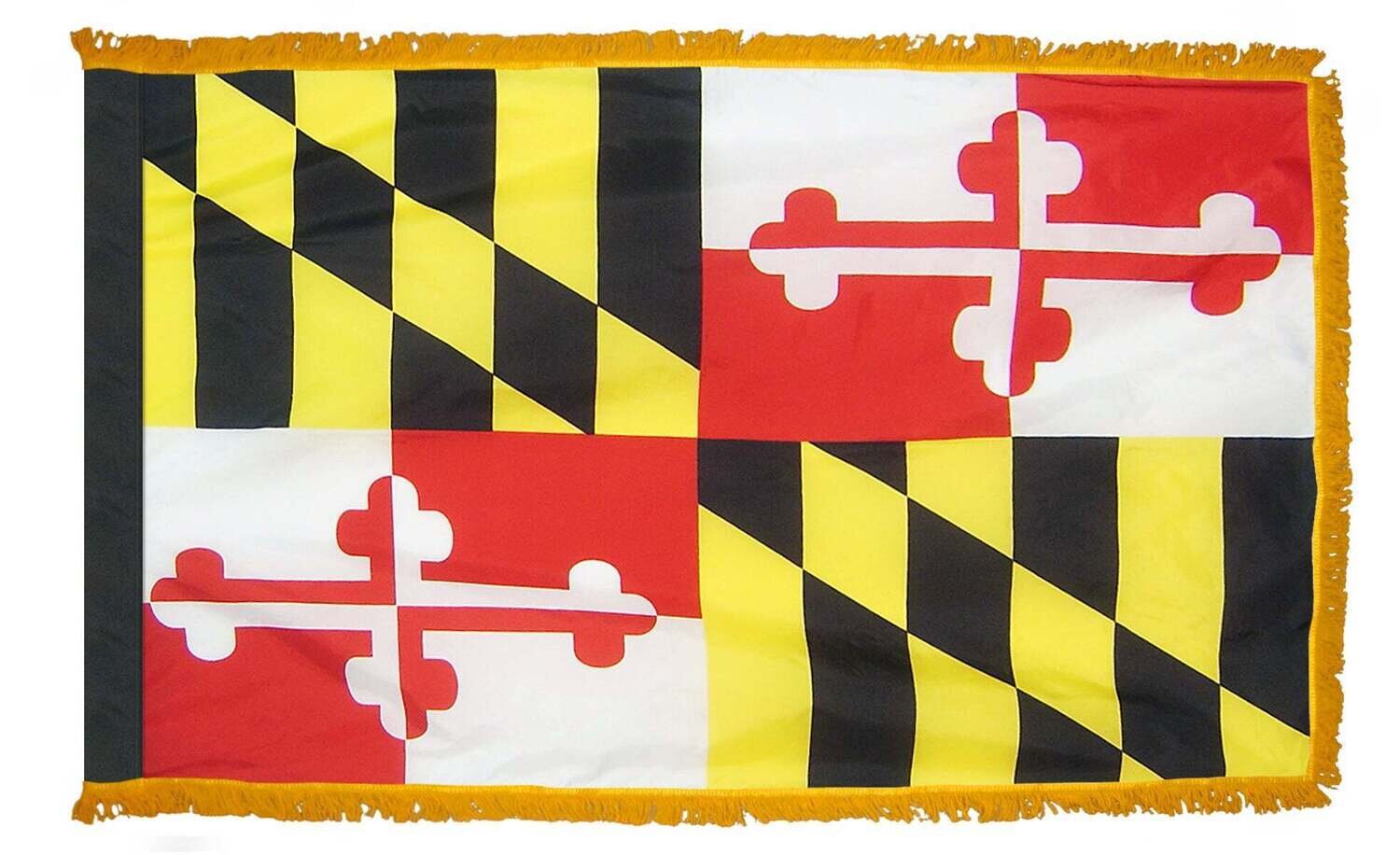 Maryland State Flag 4x6 ft. Nylon with Pole Sleeve and Gold Fringe for Parades, and Indoor Display