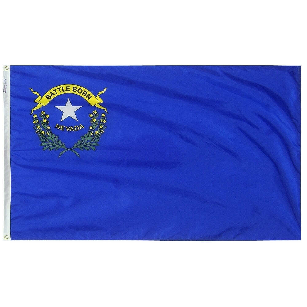 Nevada State Flag 4x6 ft. Nylon SolarGuard Nyl-Glo 100% Made in USA to Official State Design Specifications.