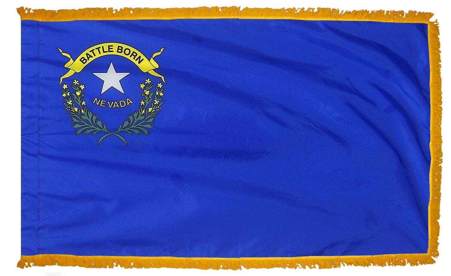 Nevada State Flag 4x6 ft. Nylon with Pole Sleeve and Gold Fringe for Parades, and Indoor Display