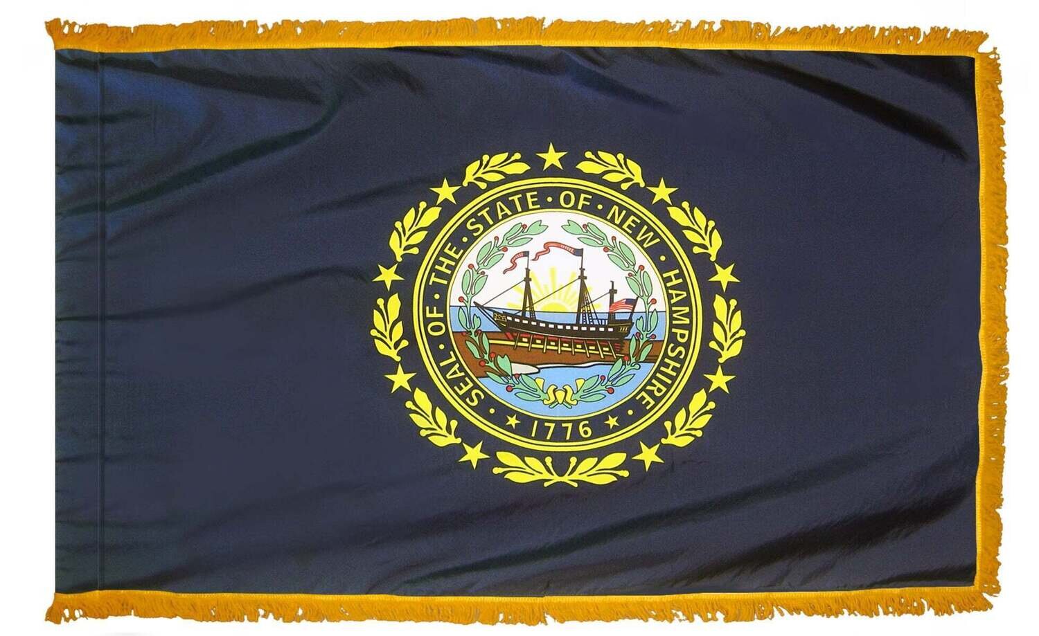 New Hampshire State Flag 4x6 ft. Nylon with Pole Sleeve and Gold Fringe for Parades, and Indoor Display