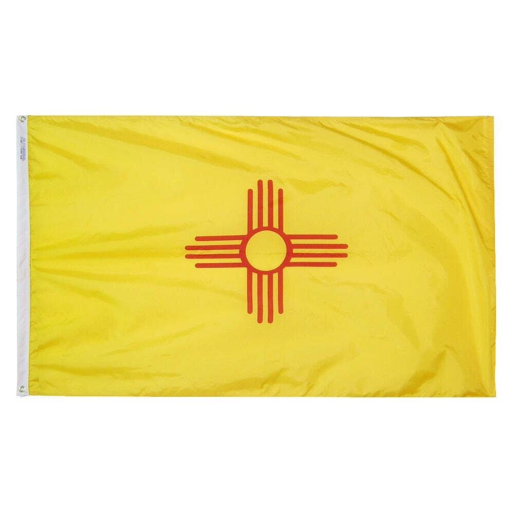 New Mexico State Flag 3x5 ft. Nylon SolarGuard Nyl-Glo 100% Made in USA to Official State Design Specifications.