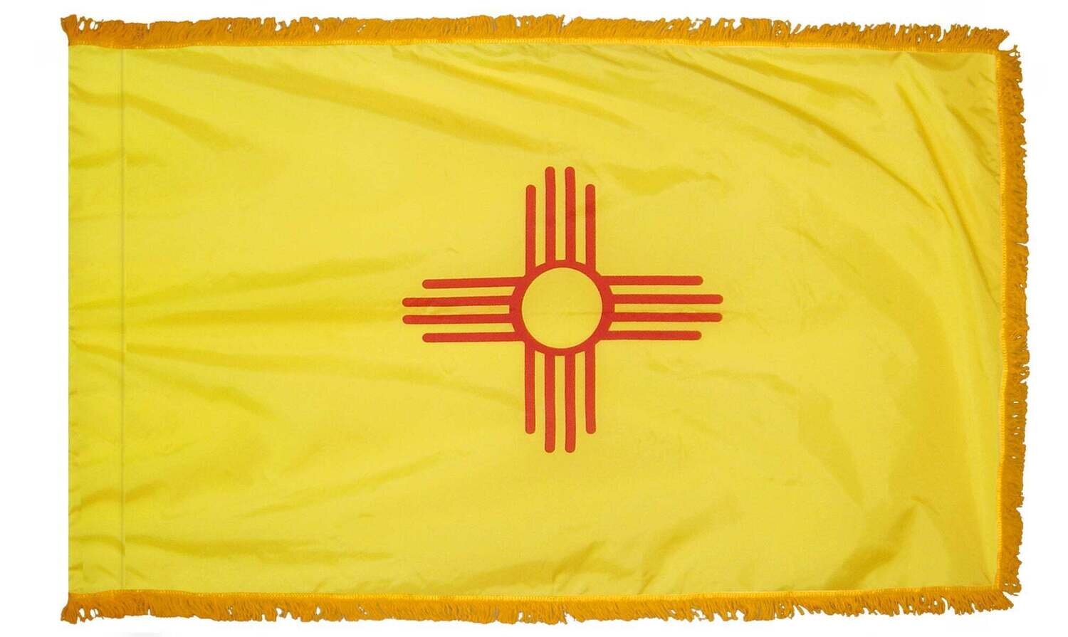 New Mexico State Flag 4x6 ft. Nylon with Pole Sleeve and Gold Fringe for Parades, and Indoor Display