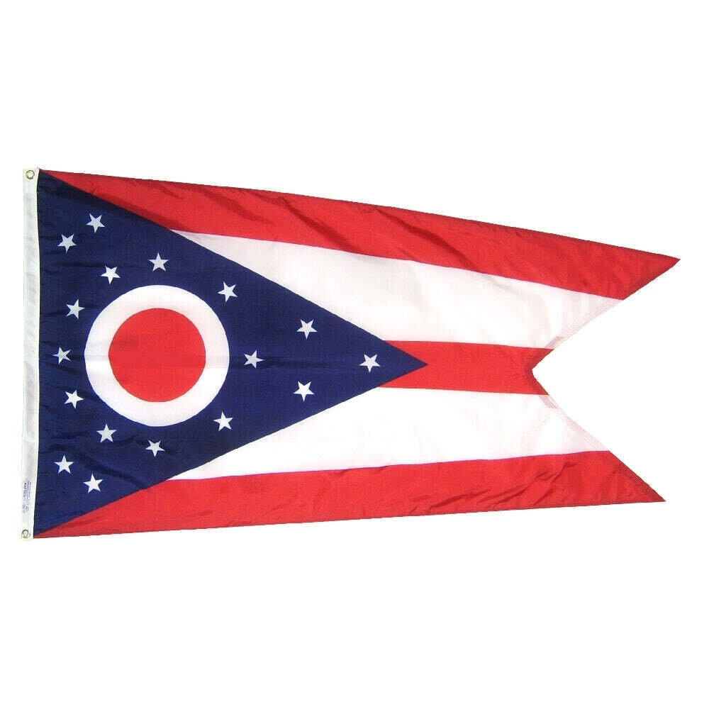 Ohio State Flag 4x6 ft. Nylon SolarGuard Nyl-Glo 100% Made in USA to Official State Design Specifications.