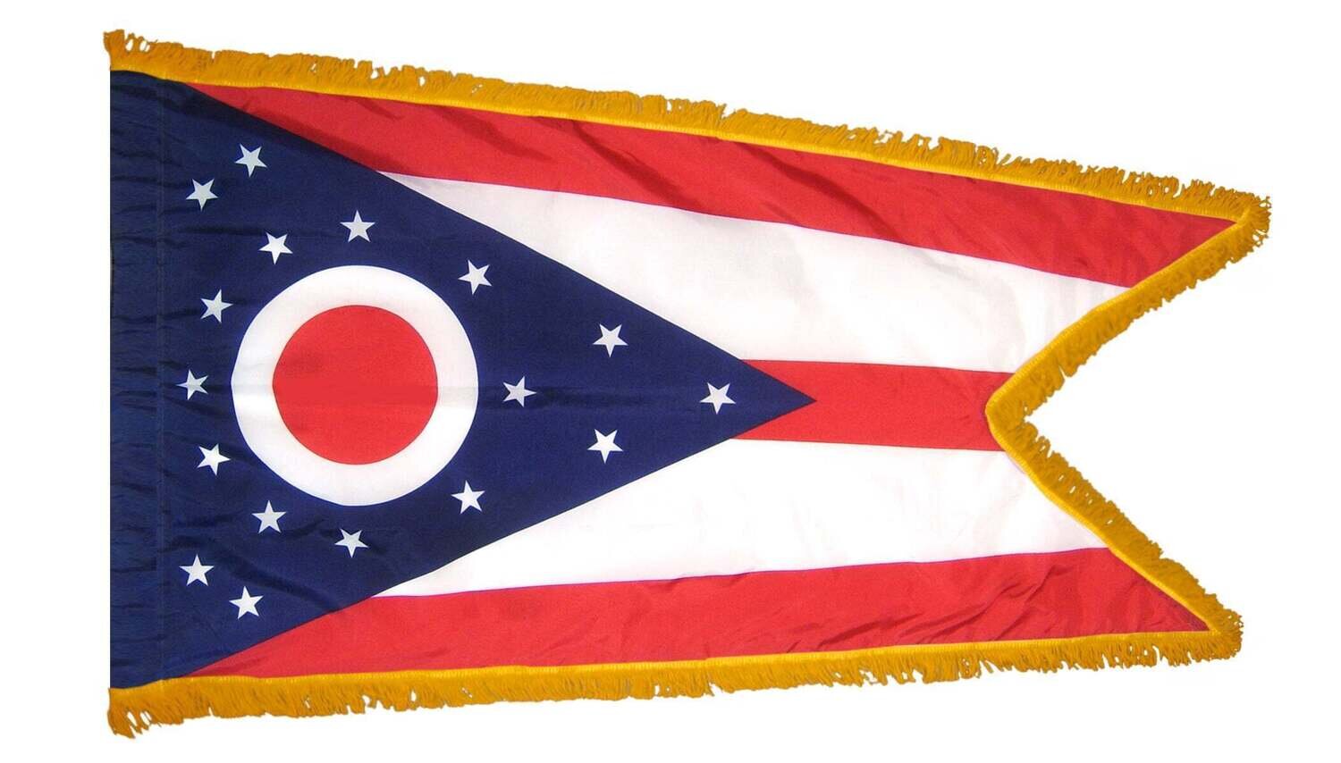 Ohio State Flag 4x6 ft. Nylon with Pole Sleeve and Gold Fringe for Parades, and Indoor Display