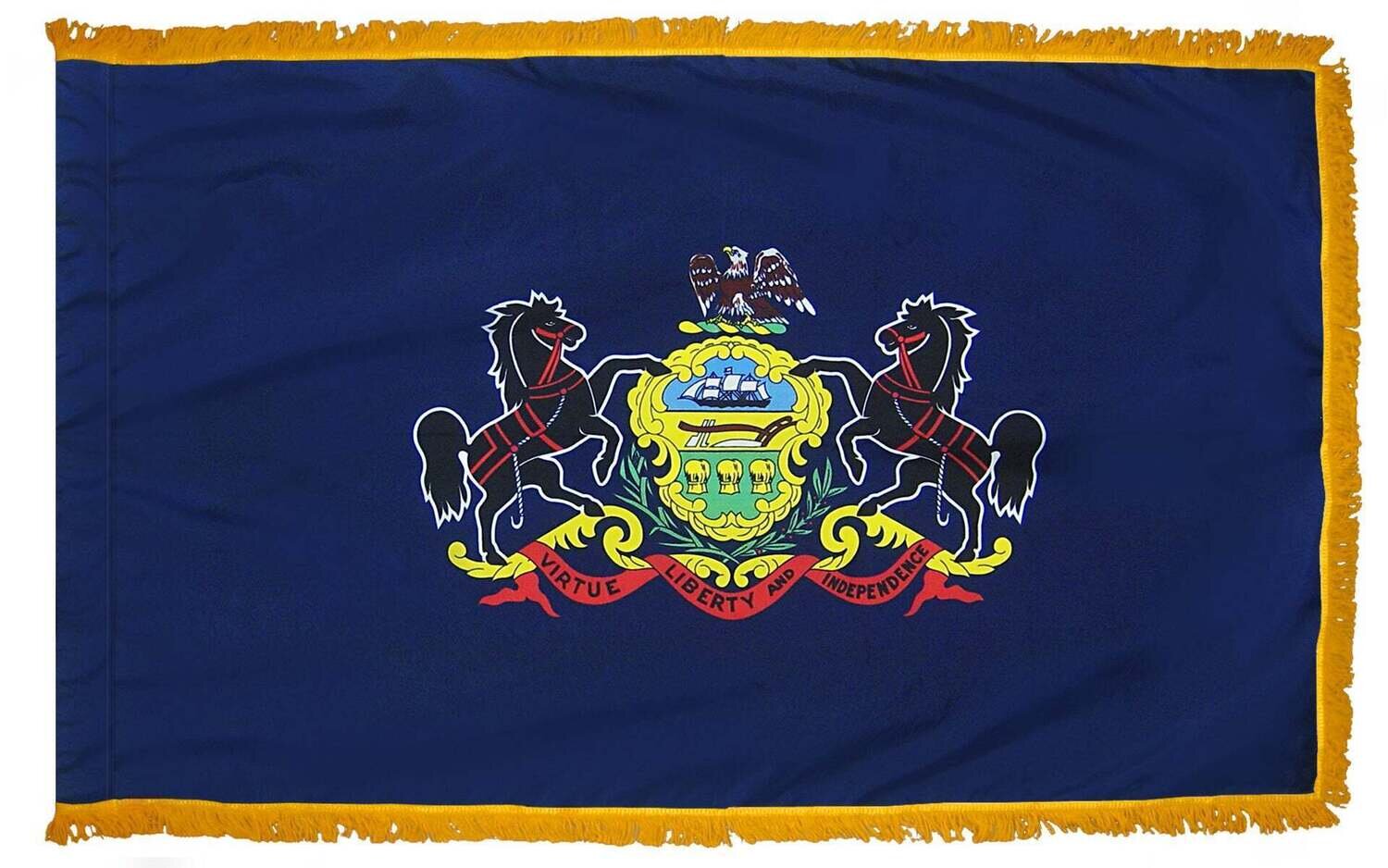 Pennsylvania State Flag 4x6 ft. Nylon with Pole Sleeve and Gold Fringe for Parades, and Indoor Display