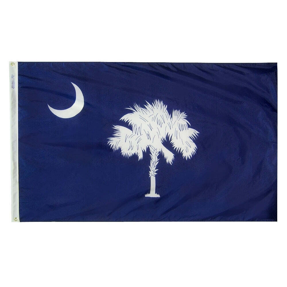 South Carolina State Flag 5x8 ft. Nylon SolarGuard Nyl-Glo 100% Made in USA to Official State Design Specifications.