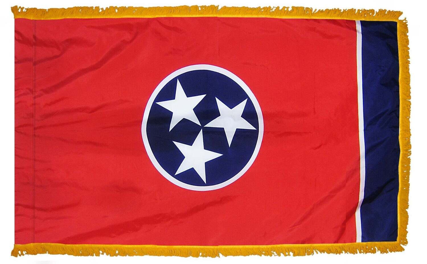Tennessee State Flag 3x5 ft. Nylon with Pole Sleeve and Gold Fringe for Parades, and Indoor Display