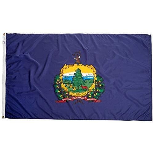 Vermont State Flag 2x3 ft. Nylon SolarGuard Nyl-Glo 100% Made in USA to Official State Design Specifications.