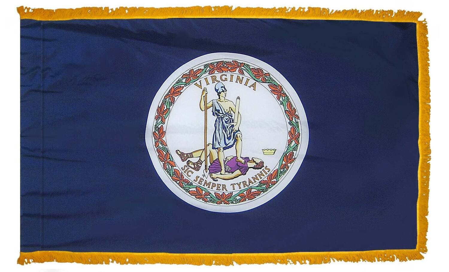 Virginia State Flag 3x5 ft. Nylon with Pole Sleeve and Gold Fringe for Parades, and Indoor Display