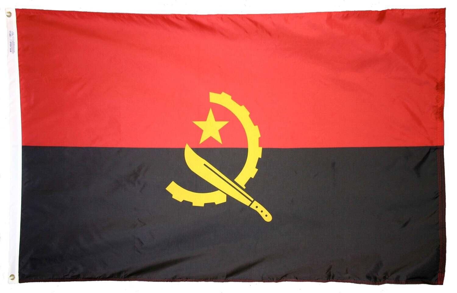 Angola Flag 3x5 ft. Nylon SolarGuard Nyl-Glo 100% Made in USA to Official United Nations Design Specifications.