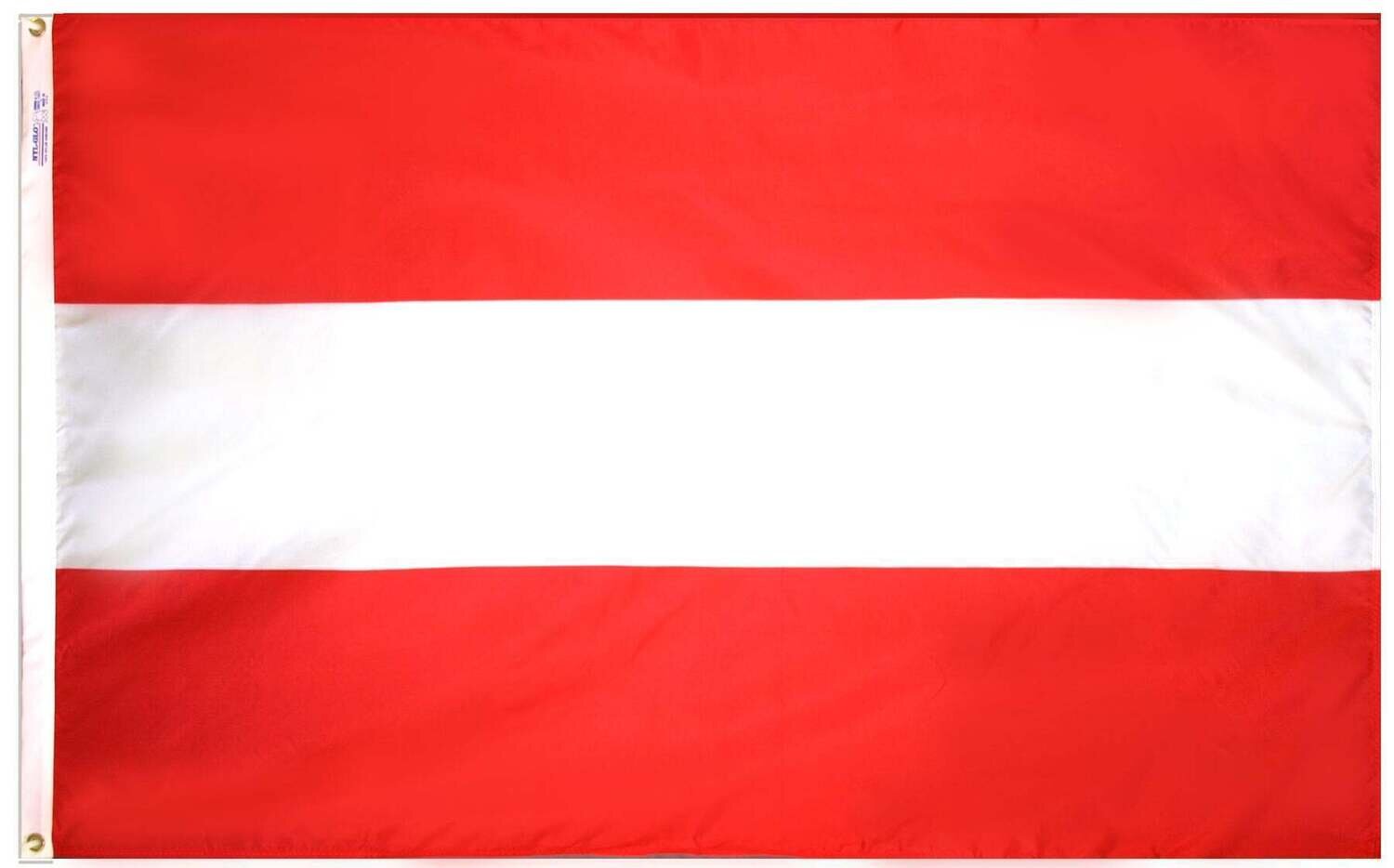 Austria Flag 2x3 ft. Nylon SolarGuard Nyl-Glo 100% Made in USA to Official United Nations Design Specifications.