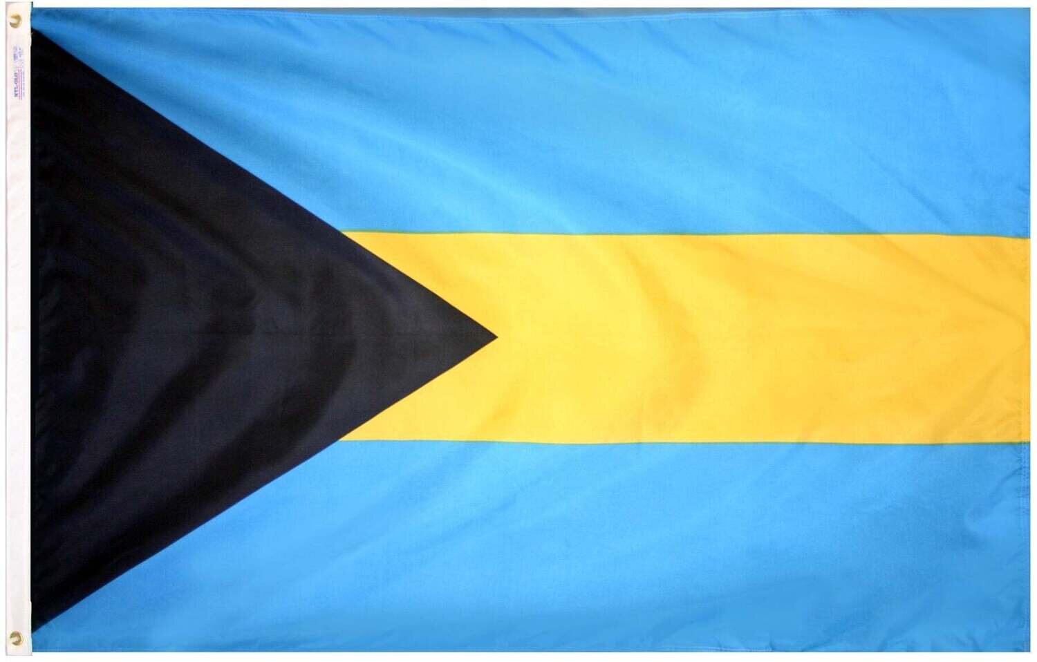 Bahamas Flag 2x3 ft. Nylon SolarGuard Nyl-Glo 100% Made in USA to Official United Nations Design Specifications.