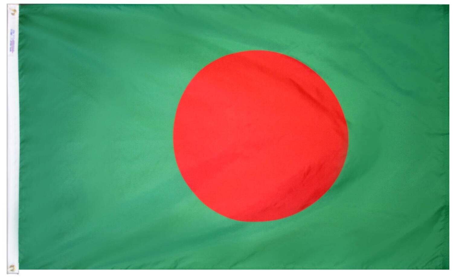 Bangladesh Flag 5x8 ft. Nylon SolarGuard Nyl-Glo 100% Made in USA to Official United Nations Design Specifications.