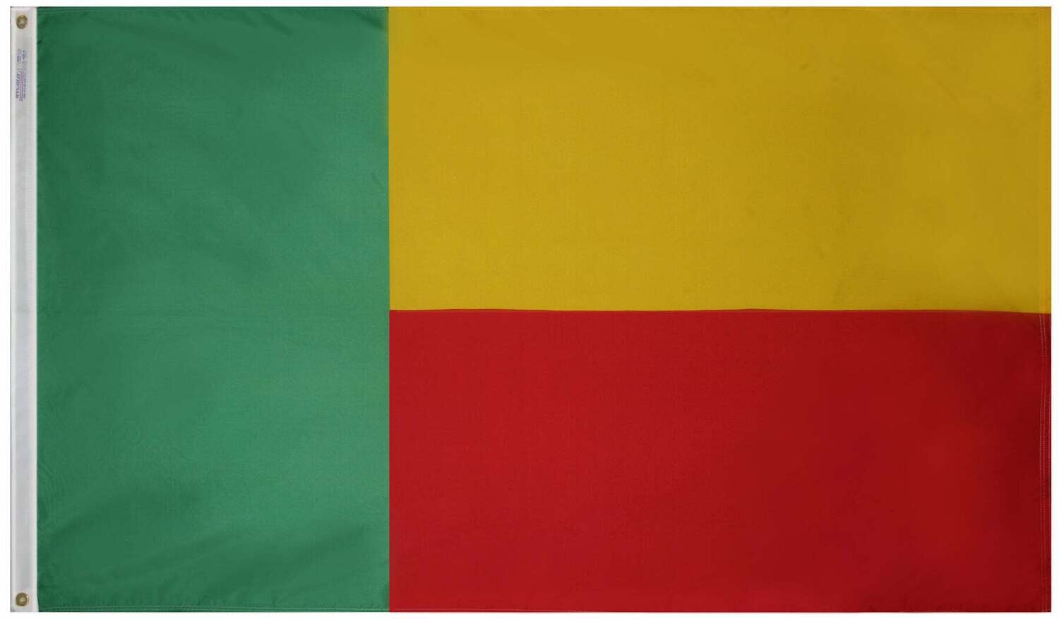 Benin Flag 3x5 ft. Nylon SolarGuard Nyl-Glo 100% Made in USA to Official United Nations Design Specifications.
