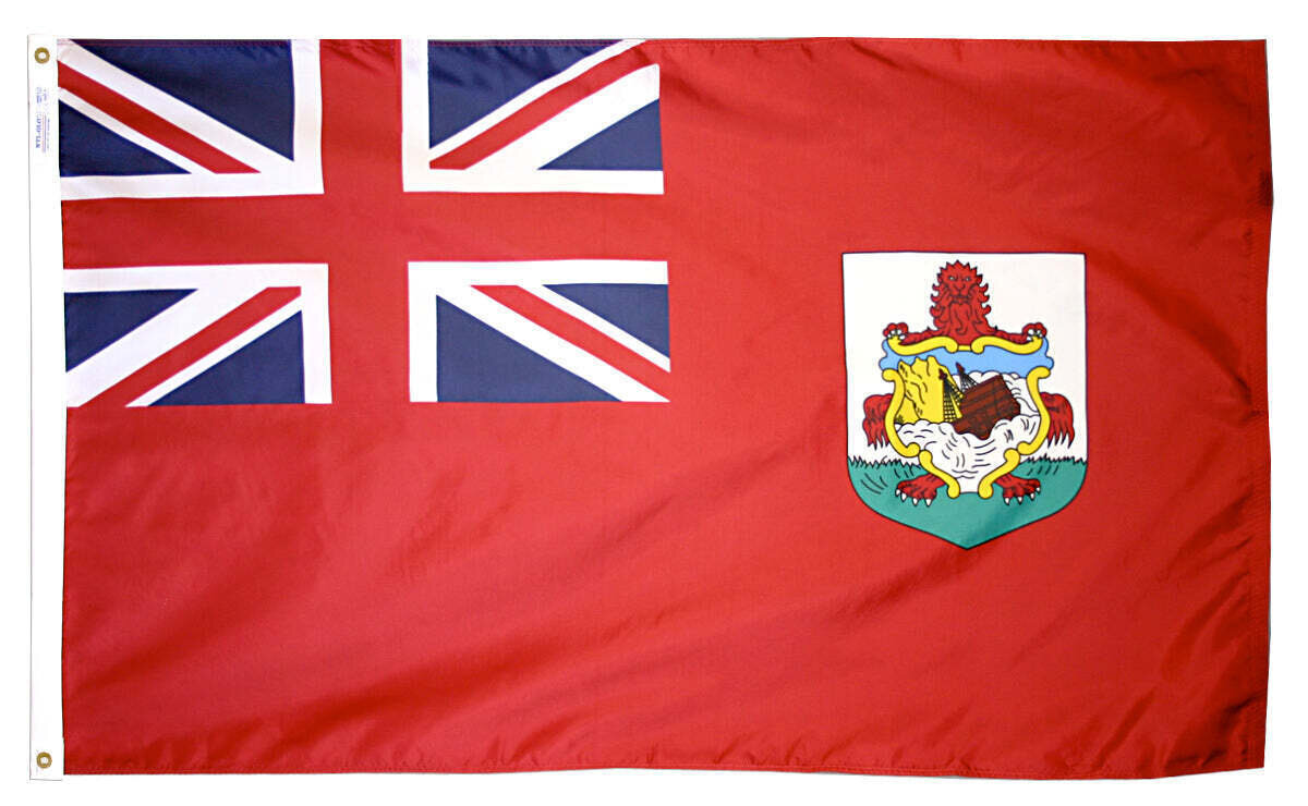 Bermuda Flag 5x8 ft. Nylon SolarGuard Nyl-Glo 100% Made in USA to Official United Nations Design Specifications.