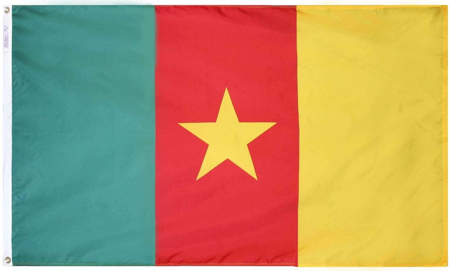 Cameroon Flag 2x3 ft. Nylon SolarGuard Nyl-Glo 100% Made in USA to Official United Nations Design Specifications.