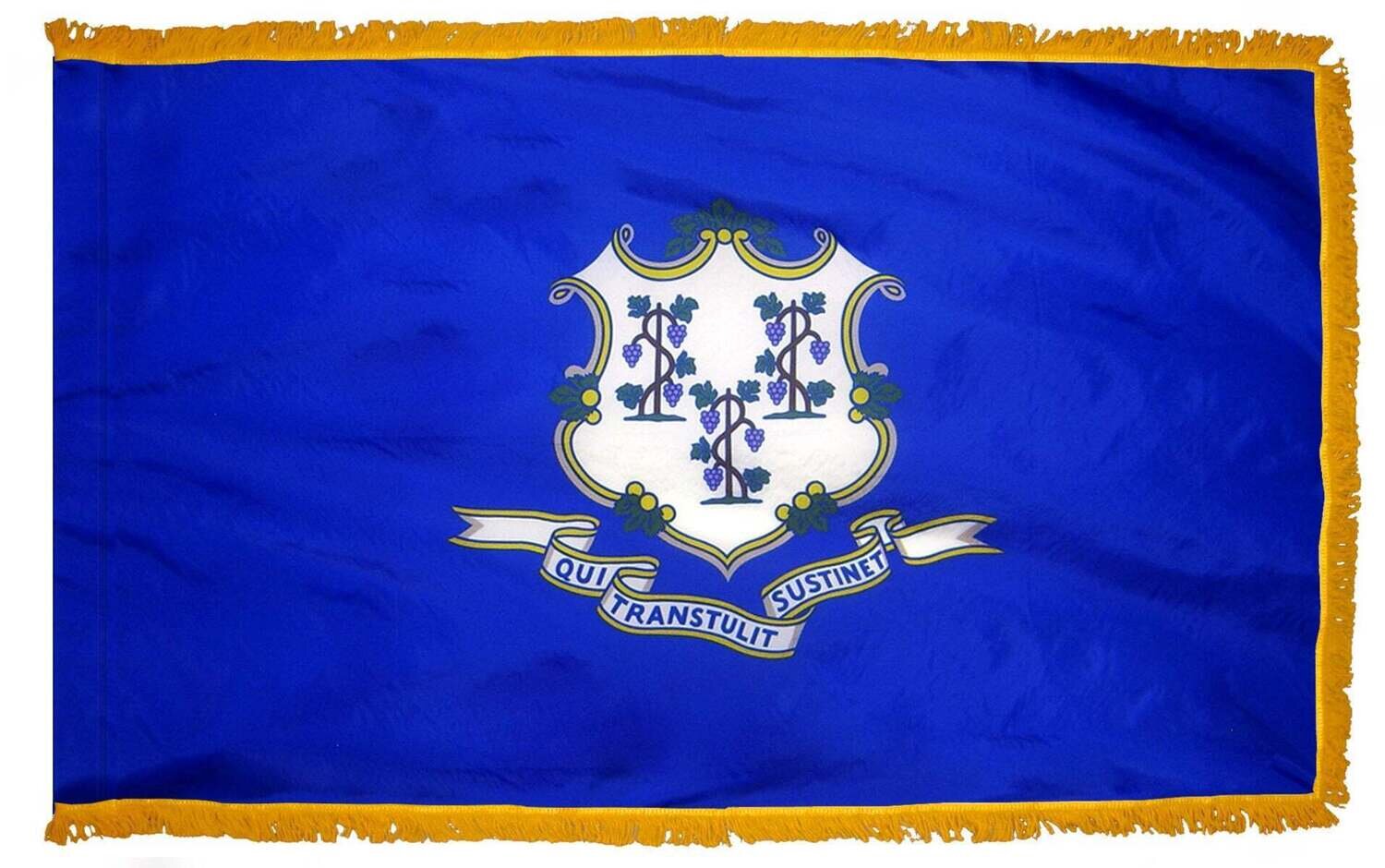 Connecticut State Flag 4x6 ft. Nylon with Pole Sleeve and Gold Fringe for Parades, and Indoor Display