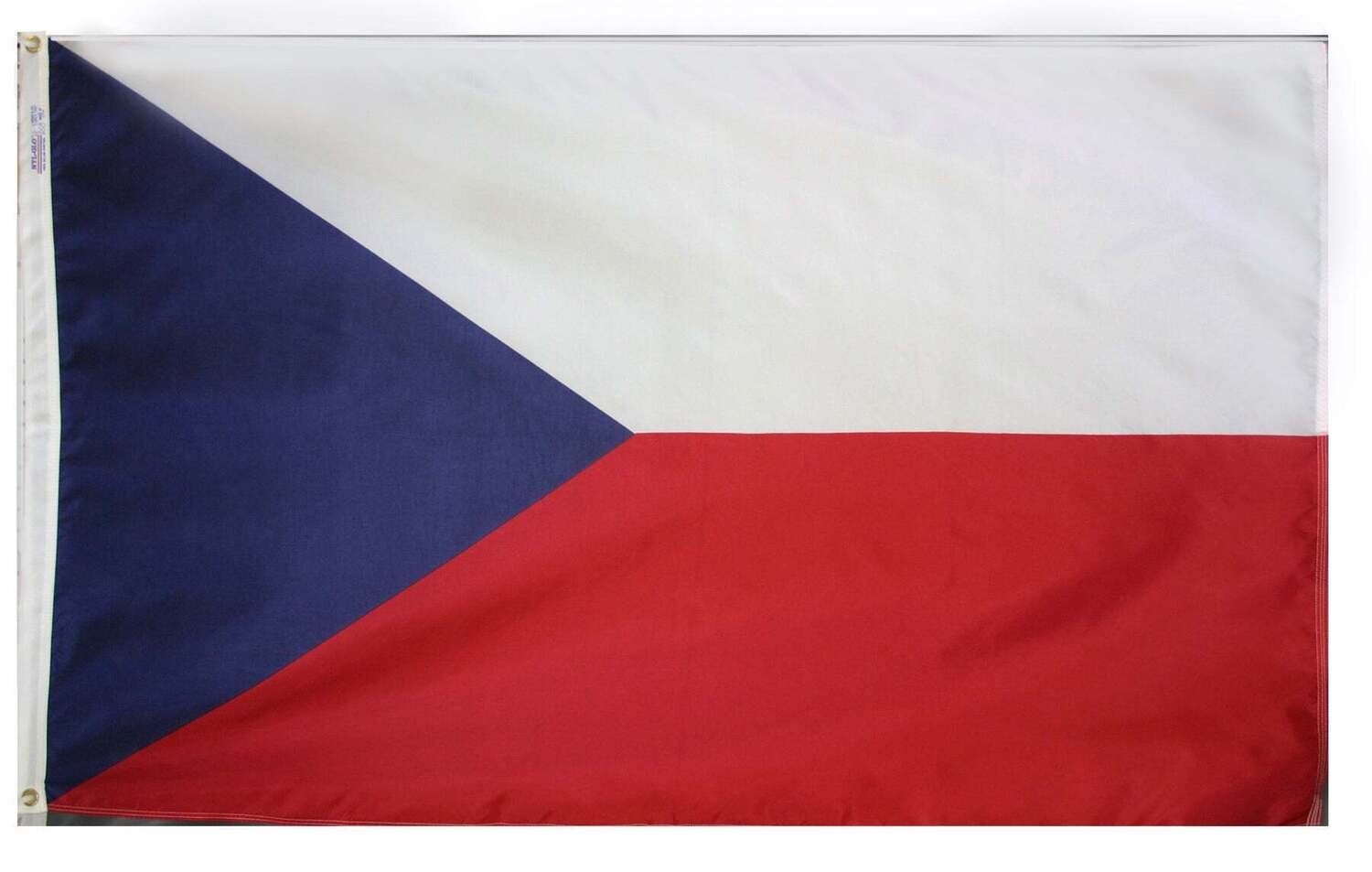 Czech Republic Flag 5x8 ft. Nylon SolarGuard Nyl-Glo 100% Made in USA to Official United Nations Design Specifications.