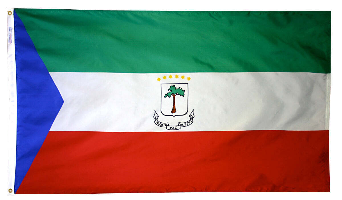 Eq. Guinea Flag 4x6 ft. Nylon SolarGuard Nyl-Glo 100% Made in USA to Official United Nations Design Specifications.
