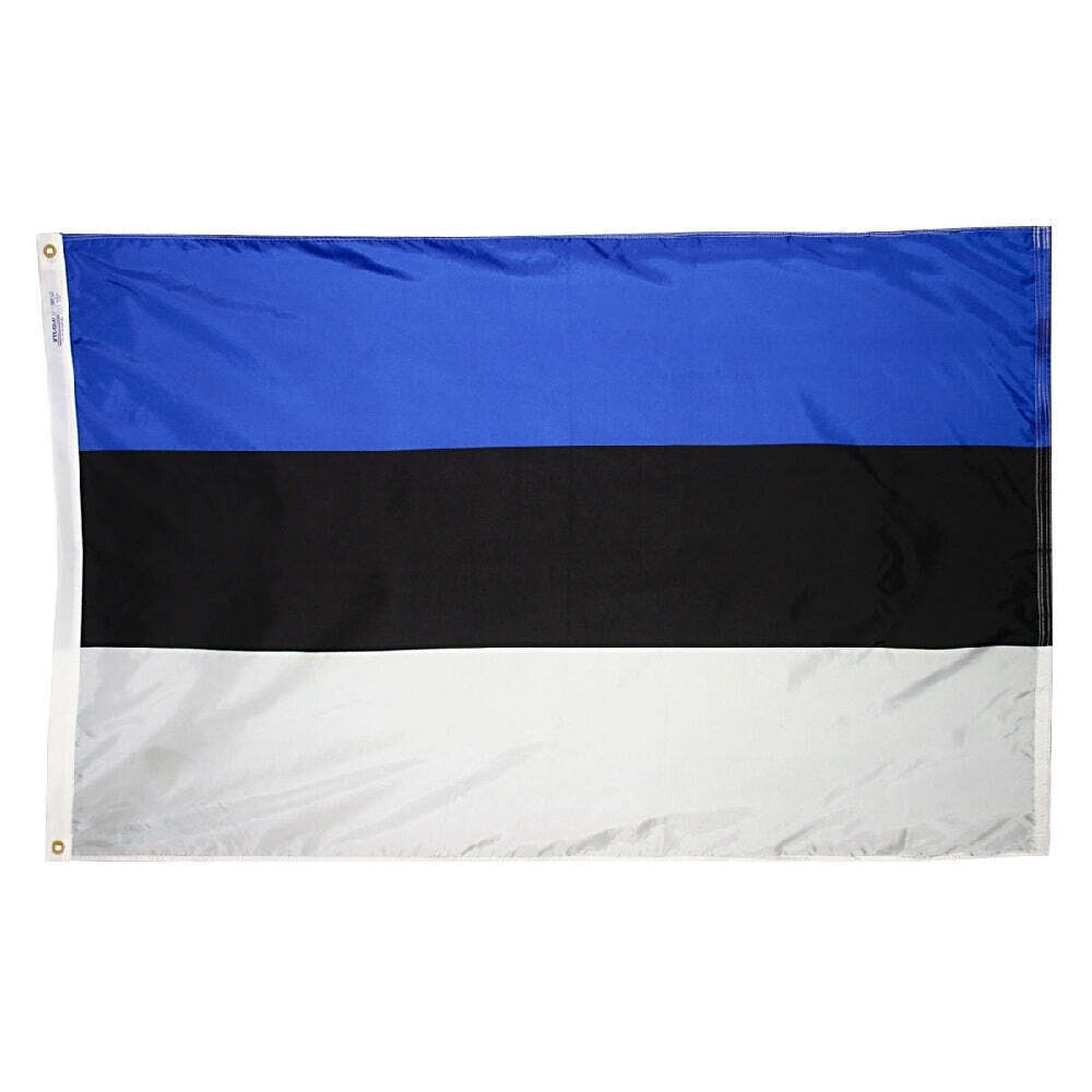 Estonia Flag 4x6 ft. Nylon SolarGuard Nyl-Glo 100% Made in USA to Official United Nations Design Specifications.