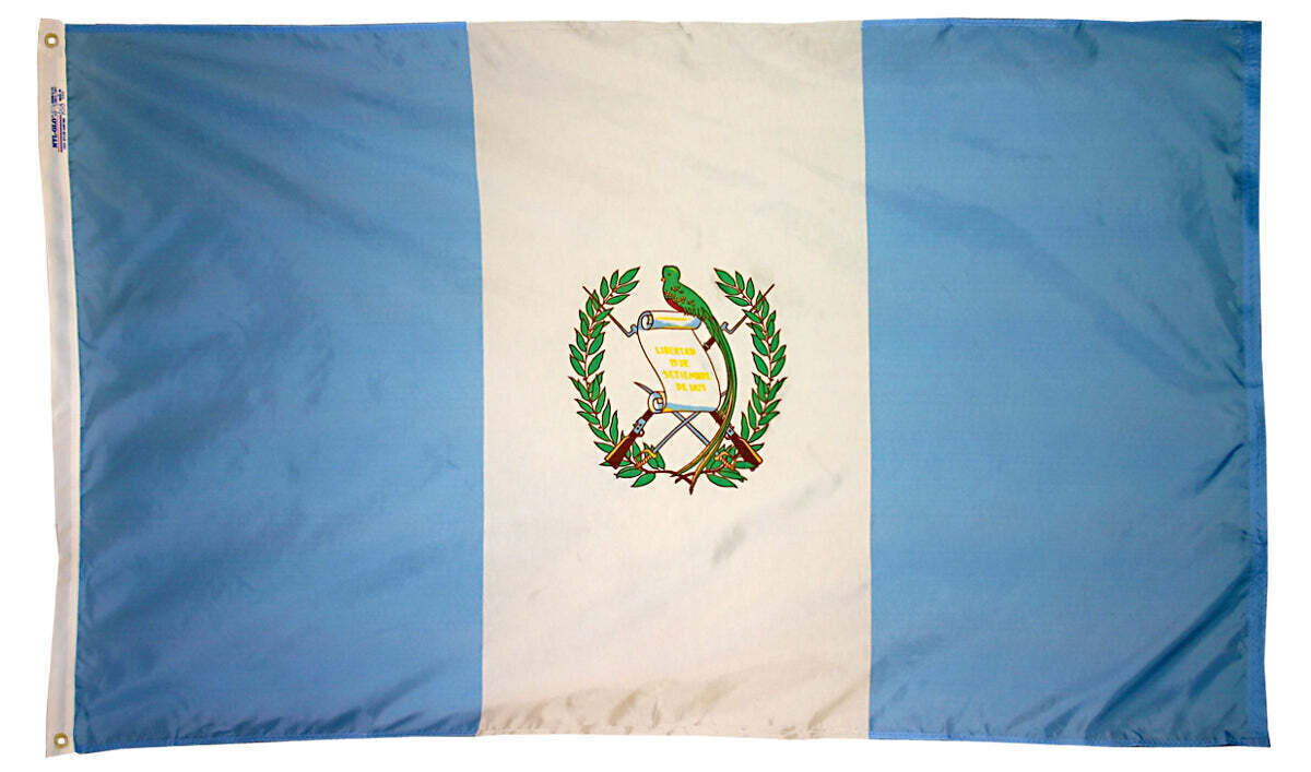 Guatemala Flag 4x6 ft. Nylon SolarGuard Nyl-Glo 100% Made in USA to Official United Nations Design Specifications.