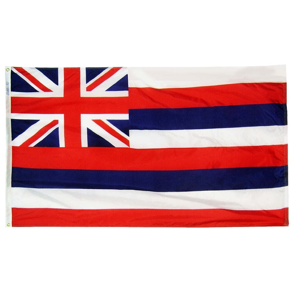 Hawaii State Flag 2x3 ft. Nylon SolarGuard Nyl-Glo 100% Made in USA to Official State Design Specifications.