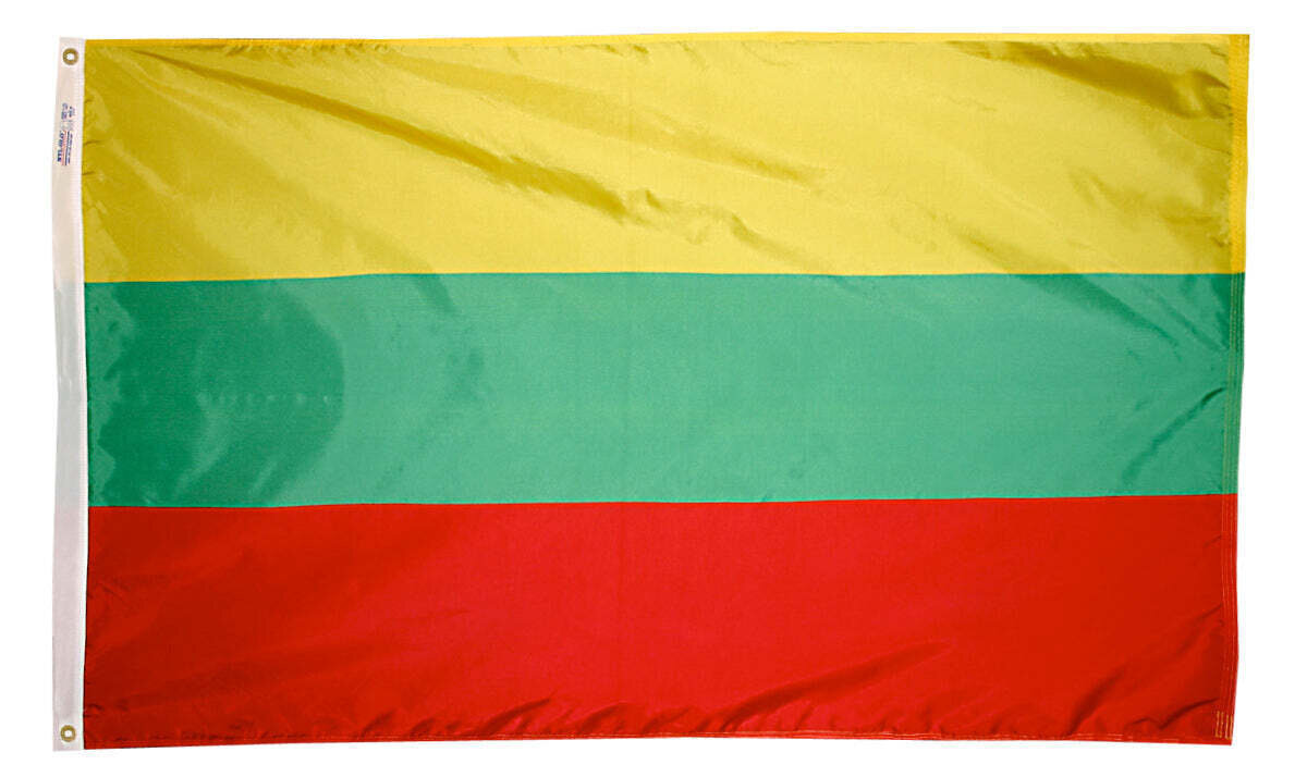 Lithuania Flag 2x3 ft. Nylon SolarGuard Nyl-Glo 100% Made in USA to Official United Nations Design Specifications.
