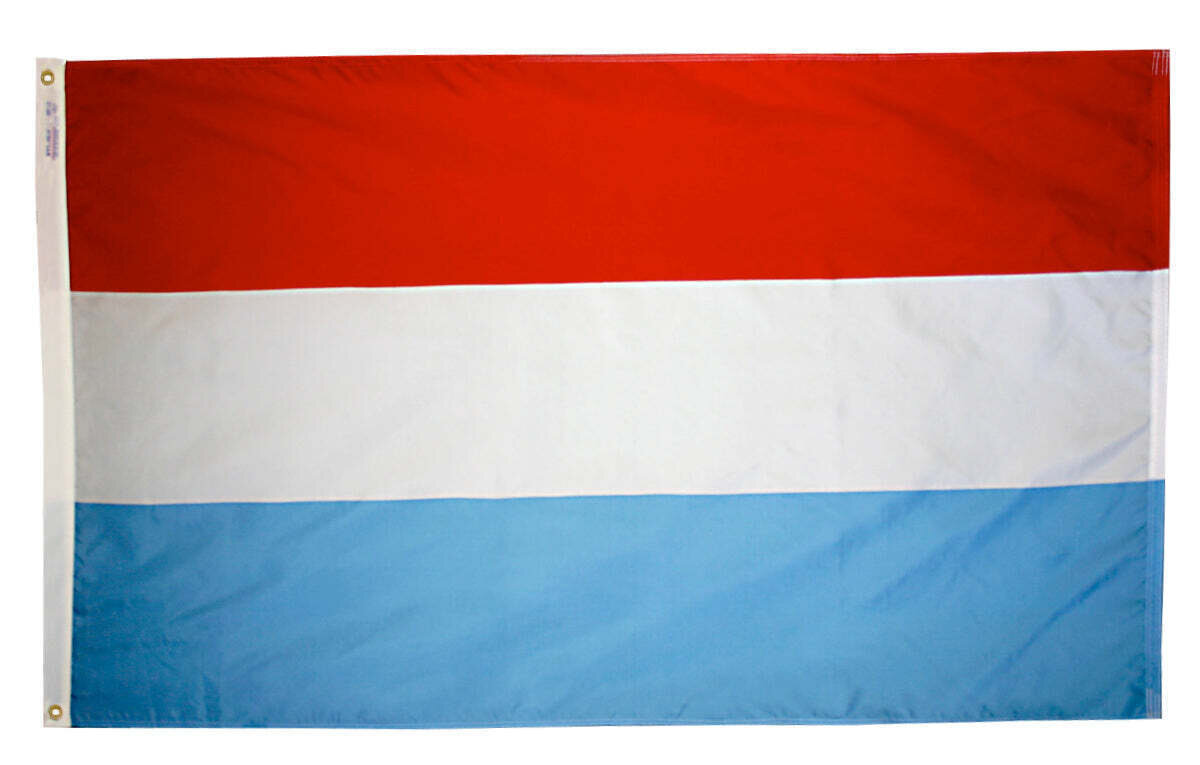 Luxembourg Flag 3x5 ft. Nylon SolarGuard Nyl-Glo 100% Made in USA to Official United Nations Design Specifications.