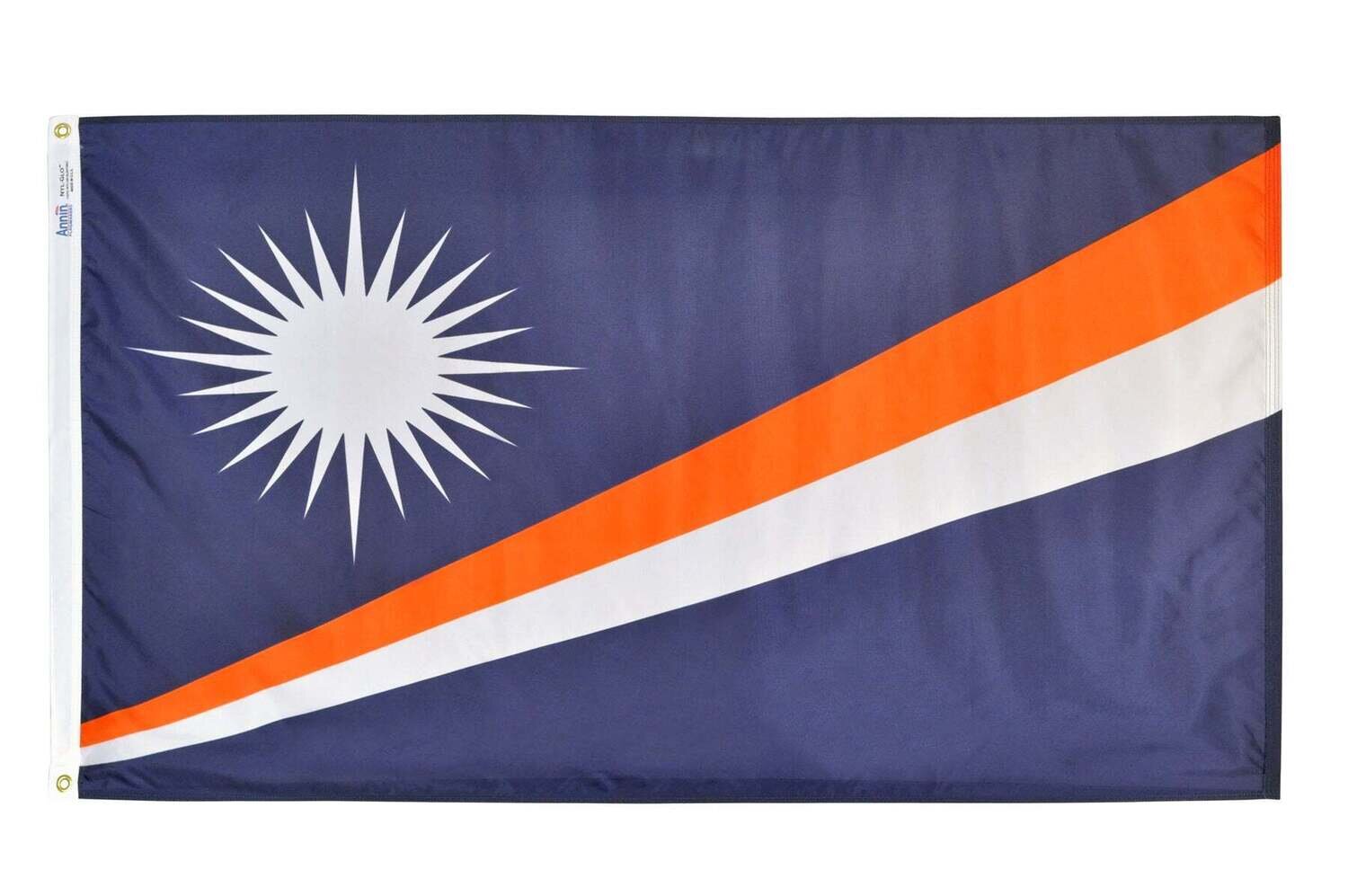 Marshall Islands Flag 3x5 ft. Nylon SolarGuard Nyl-Glo 100% Made in USA to Official United Nations Design Specifications.