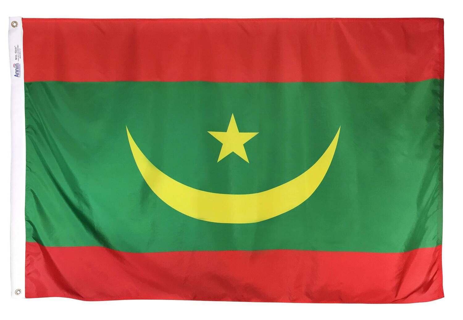 Mauritania Flag 2x3 ft. Nylon SolarGuard Nyl-Glo 100% Made in USA to Official United Nations Design Specifications.