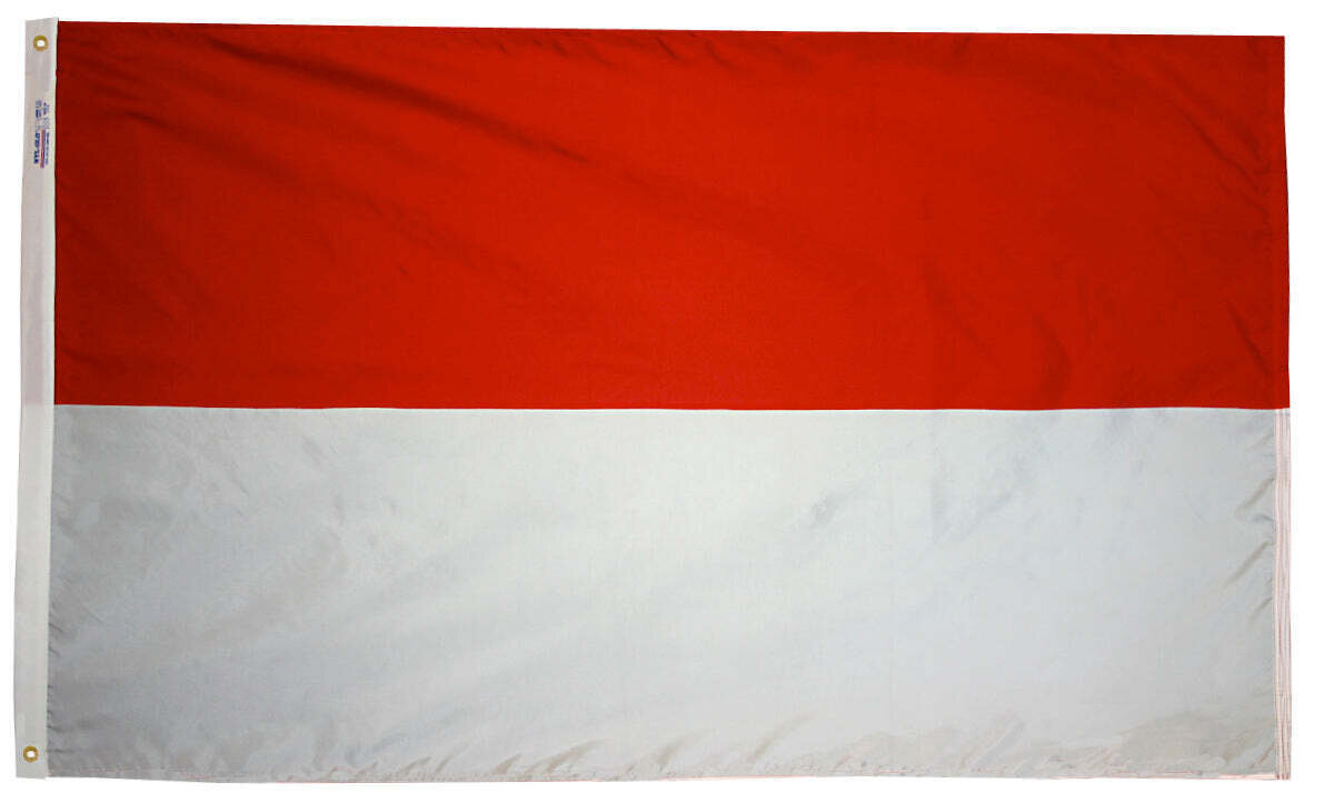 Monaco Flag 3x5 ft. Nylon SolarGuard Nyl-Glo 100% Made in USA to Official United Nations Design Specifications.