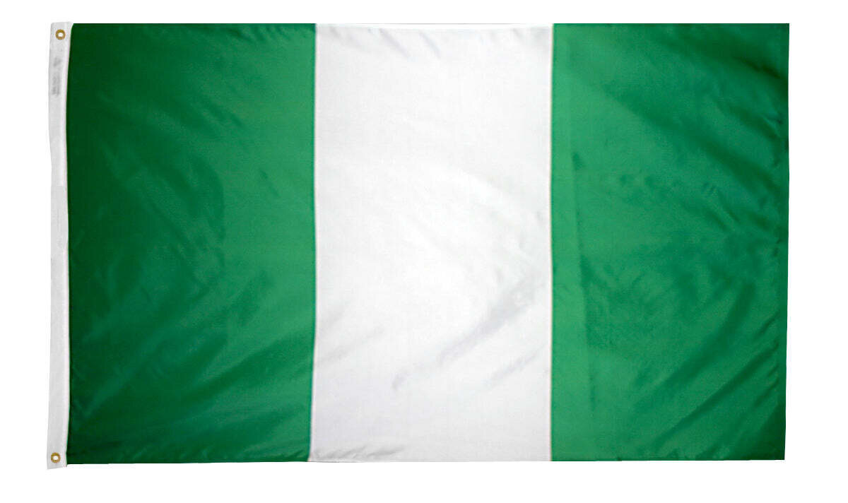 Nigeria Flag 4x6 ft. Nylon SolarGuard Nyl-Glo 100% Made in USA to Official United Nations Design Specifications.