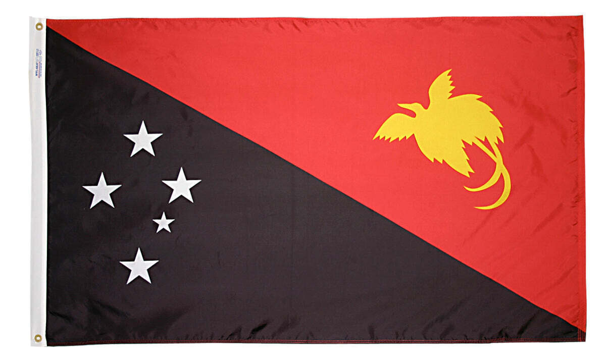 Papua-New-Guinea Flag 3x5 ft. Nylon SolarGuard Nyl-Glo 100% Made in USA to Official United Nations Design Specifications.