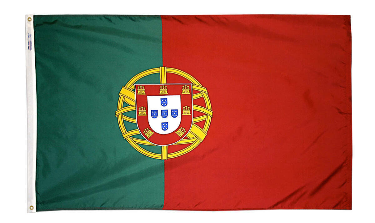 Portugal Flag 5x8 ft. Nylon SolarGuard Nyl-Glo 100% Made in USA to Official United Nations Design Specifications.