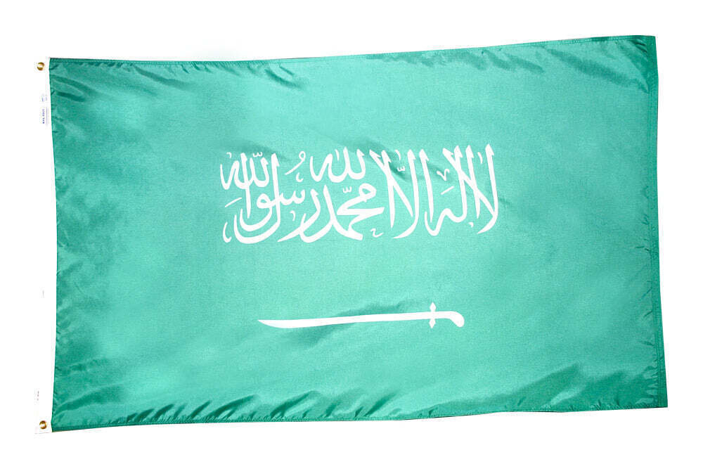 Saudi Arabia Flag 3x5 ft. Nylon SolarGuard Nyl-Glo 100% Made in USA to Official United Nations Design Specifications.