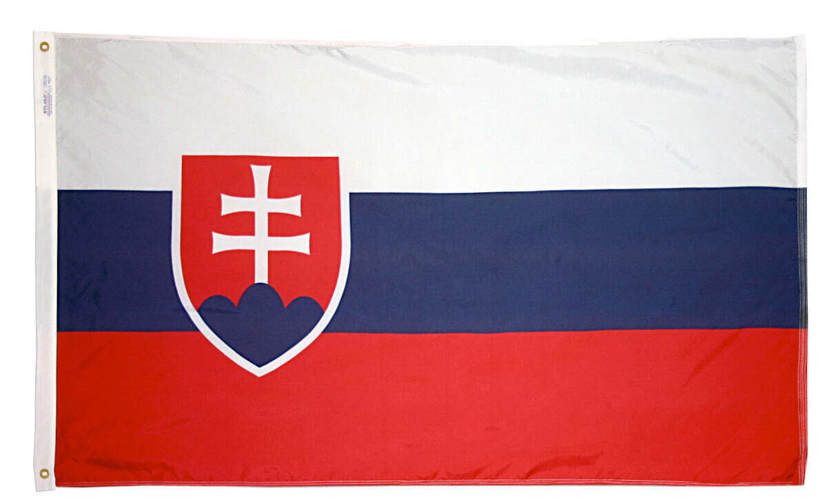 Slovakia Flag 4x6 ft. Nylon SolarGuard Nyl-Glo 100% Made in USA to Official United Nations Design Specifications.