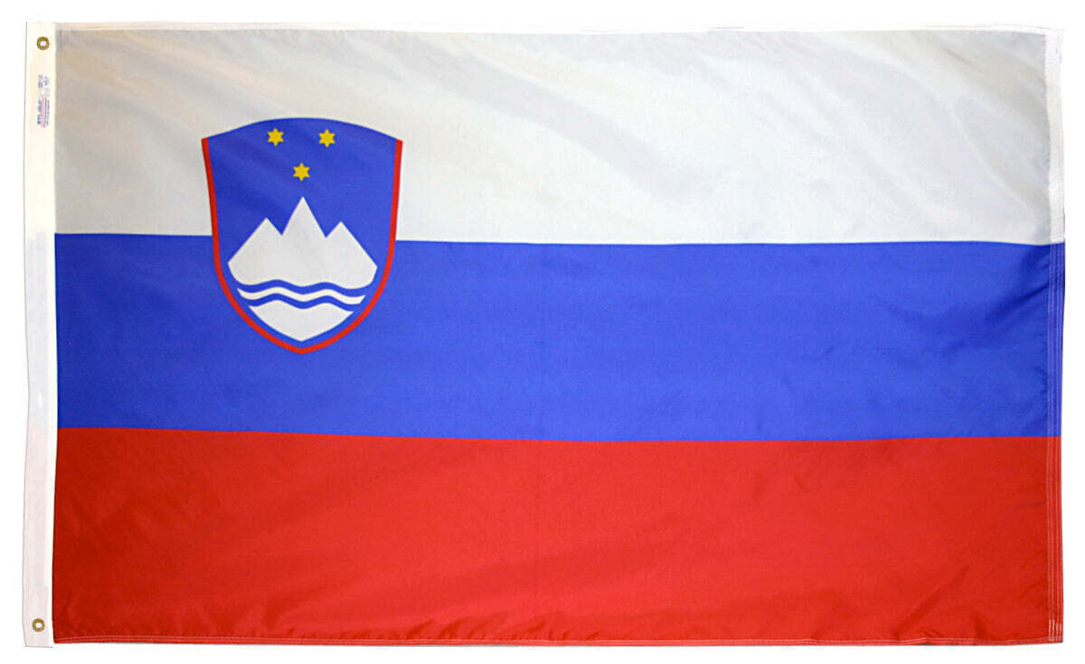 Slovenia Flag 2x3 ft. Nylon SolarGuard Nyl-Glo 100% Made in USA to Official United Nations Design Specifications.