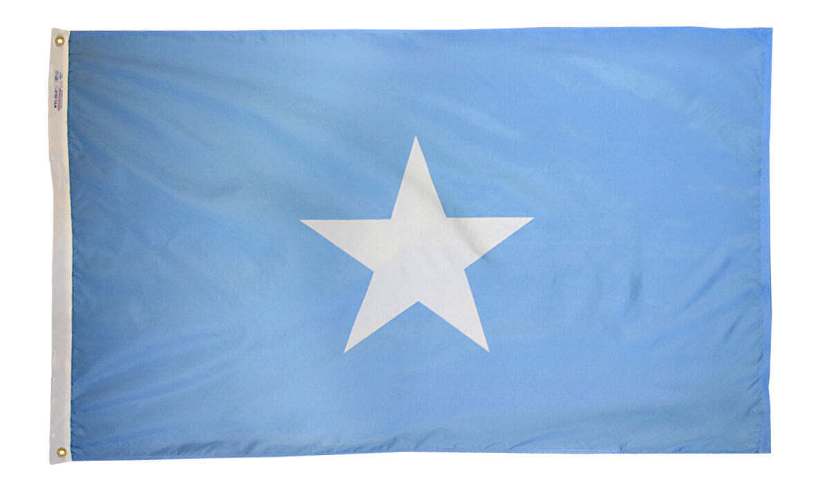 Somalia Flag 4x6 ft. Nylon SolarGuard Nyl-Glo 100% Made in USA to Official United Nations Design Specifications.