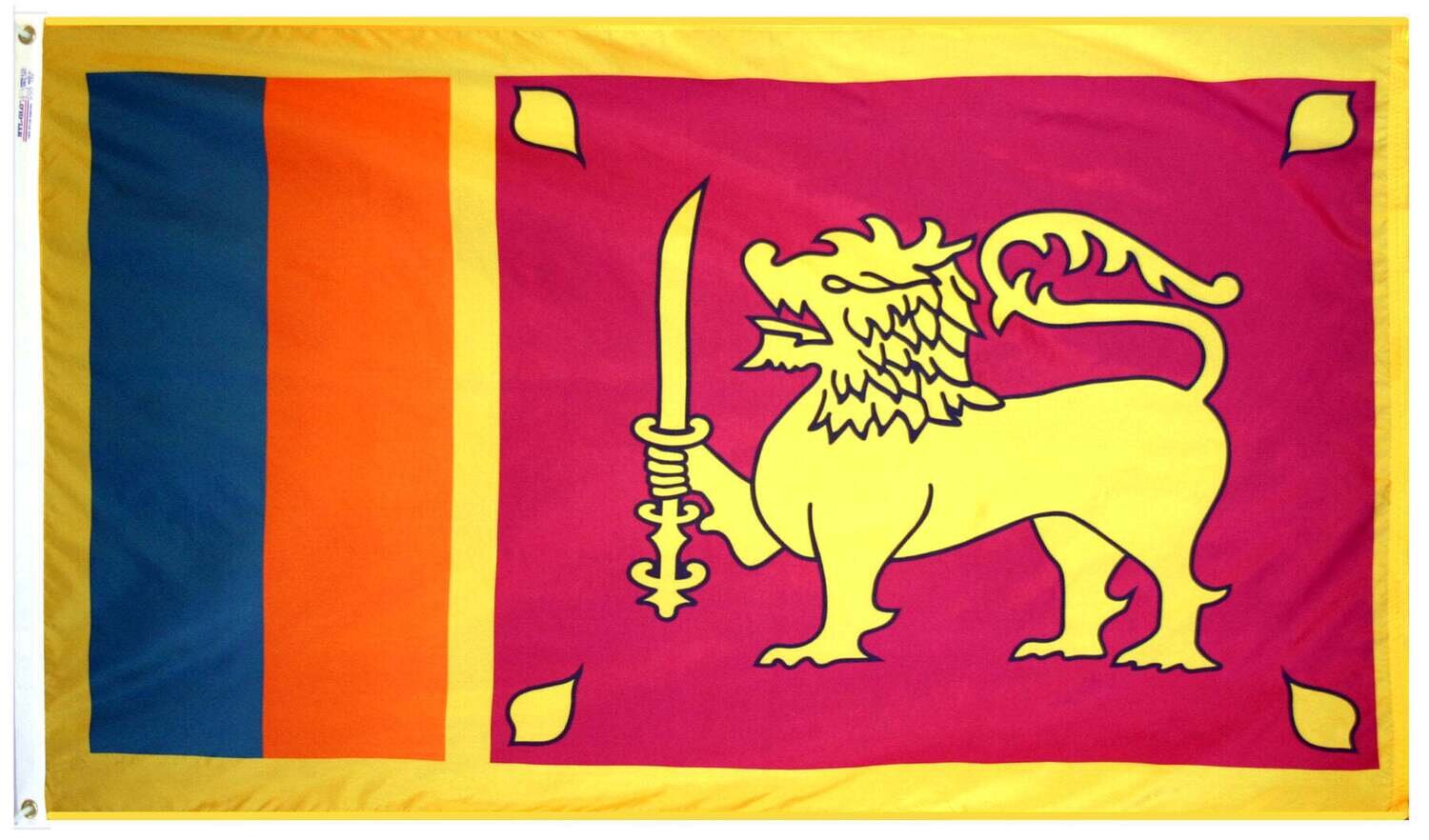 Sri Lanka Flag 2x3 ft. Nylon SolarGuard Nyl-Glo 100% Made in USA to Official United Nations Design Specifications.