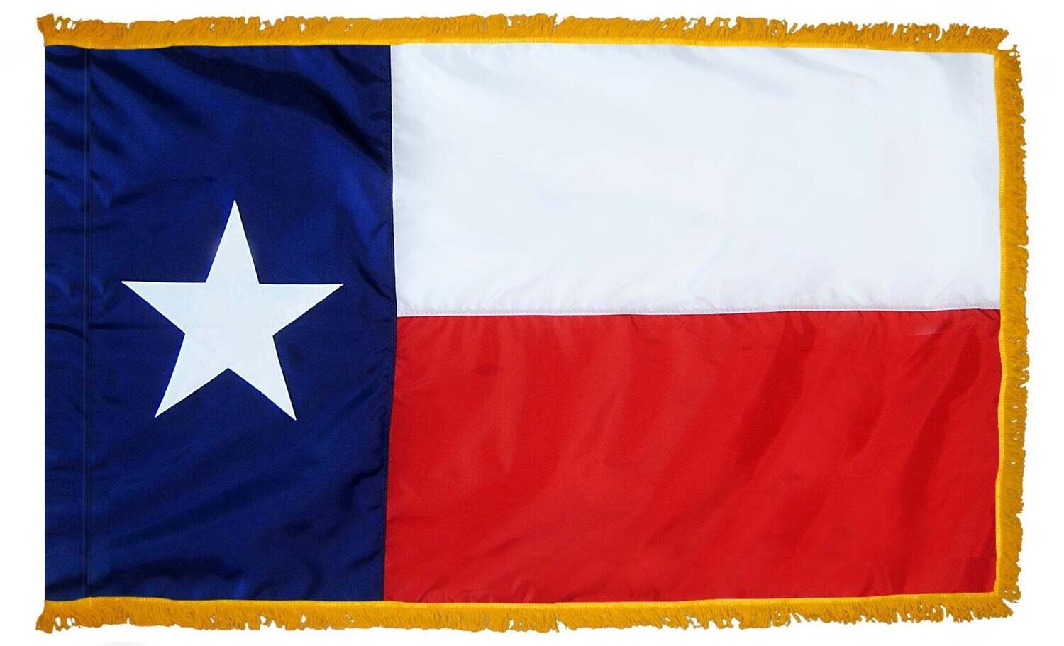 Texas State Flag 4x6 ft. Nylon with Pole Sleeve and Gold Fringe for Parades, and Indoor Display